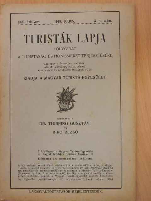 Barcza Imre - Turisták lapja 1918. július  [antikvár]