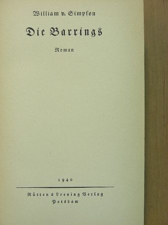 William V. Simpson - Die Barrings (gótbetűs) [antikvár]