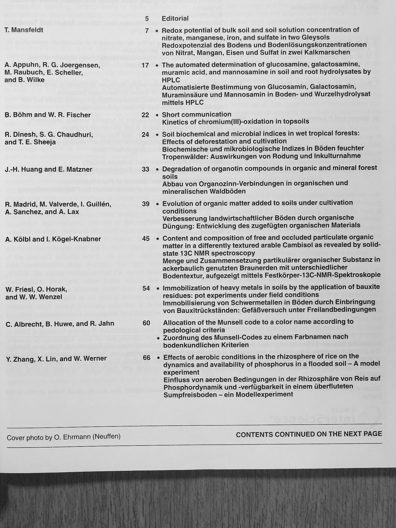 A. Appuhn - Journal of Plant Nutrition and Soil Science 2004/1-6. [antikvár]
