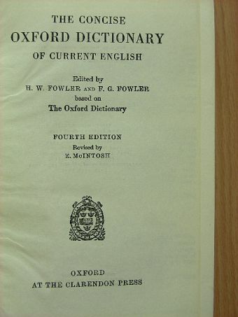 The Concise Oxford Dictionary of Current English [antikvár]