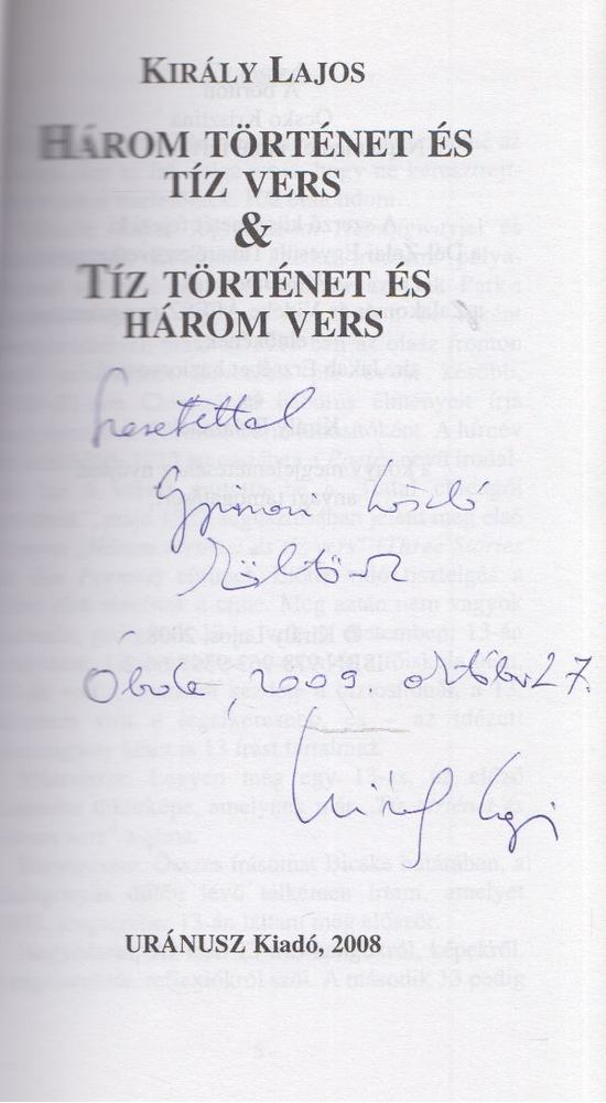 Király Lajos - Három történet és tíz vers & Tíz történet és három vers (dedikált) [antikvár]