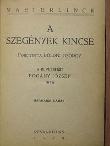 Maeterlinck - A szegények kincse [antikvár]