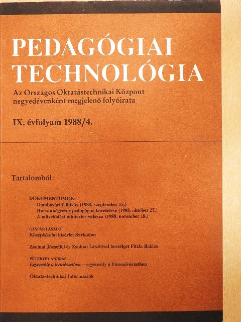 Dr. Czibere Tibor - Pedagógiai Technológia 1988/4. [antikvár]