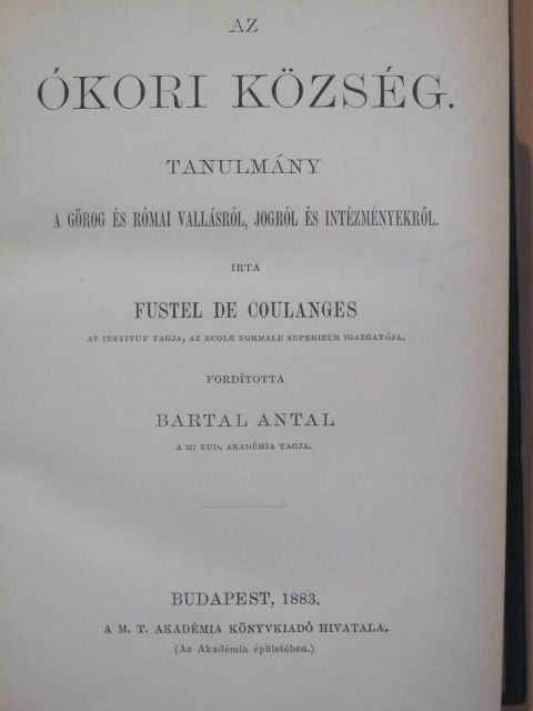 Fustel de Coulanges - Az ókori község [antikvár]