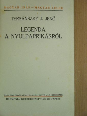 Tersánszky Józsi Jenő - Legenda a nyulpaprikásról [antikvár]