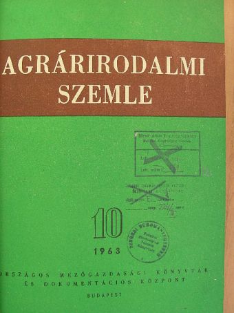 Agrárirodalmi Szemle 1963. október-december/Név- és tárgymutató [antikvár]
