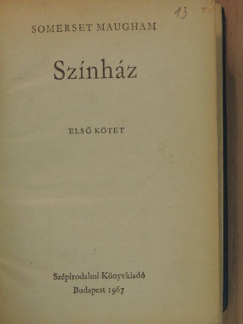 Somerset Maugham - Színház I-II. [antikvár]