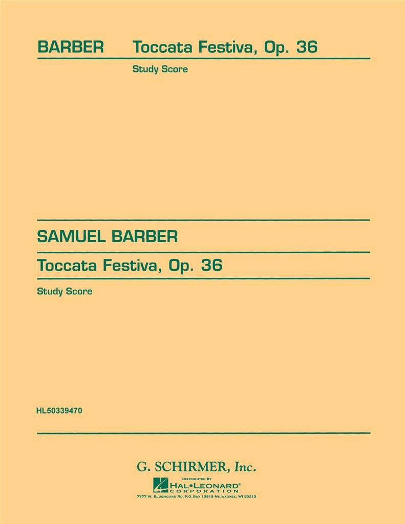 BARBER, SAMUEL - TOCCATA FESTIVA, OP.36 STUDY SCORE