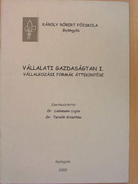 Vállalati gazdaságtan I. [antikvár]