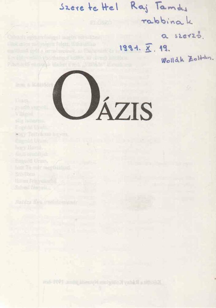 Wollák Zoltán - Oázis (dedikált) [antikvár]