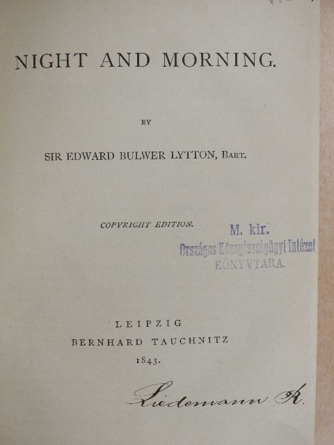 Sir Edward Bulwer Lytton - Night and Morning [antikvár]