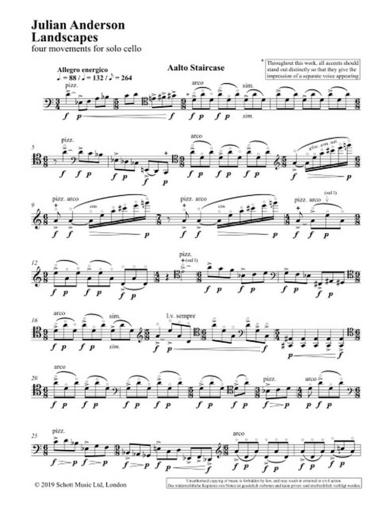 ANDERSON - LANDSCAPES FOUR MOVEMENTS FOR SOLO CELLO