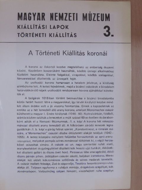 H. Kolba Judit - Magyar Nemzeti Múzeum kiállítási lapok - Történeti kiállítás 3. [antikvár]
