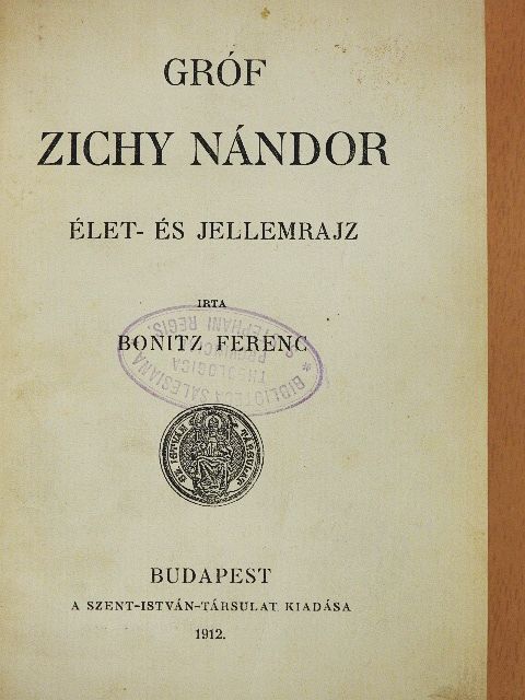 Bonitz Ferenc - Gróf Zichy Nándor [antikvár]