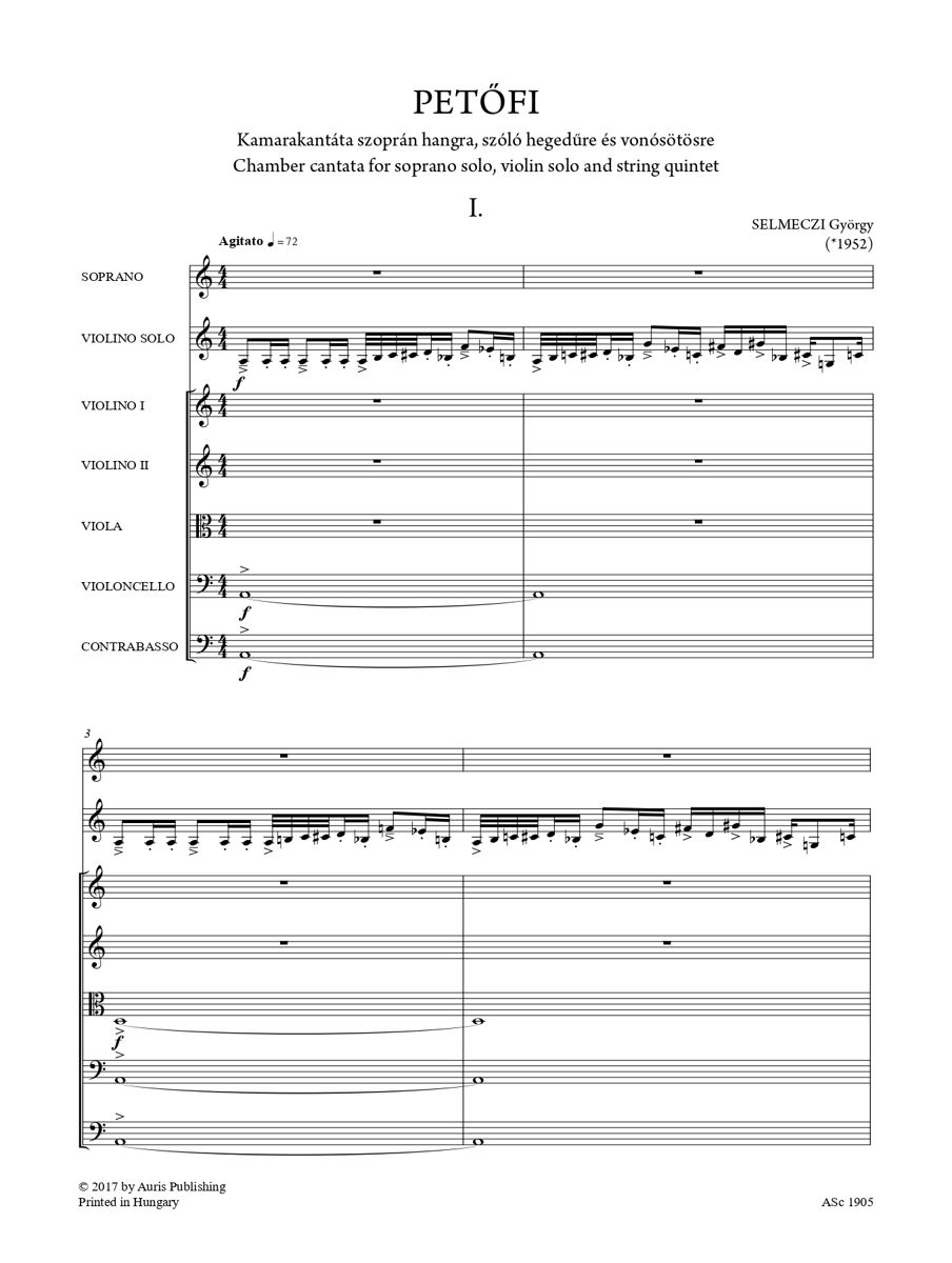 SELMECZI GYÖRGY - PETŐFI - KAMARAKANTÁTA SZOPRÁN HANGRA, SZÓLÓ HEGEDŰRE ÉS VONÓSÖTÖSRE