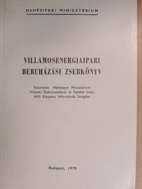 Villamosenergiaipari beruházási zsebkönyv [antikvár]