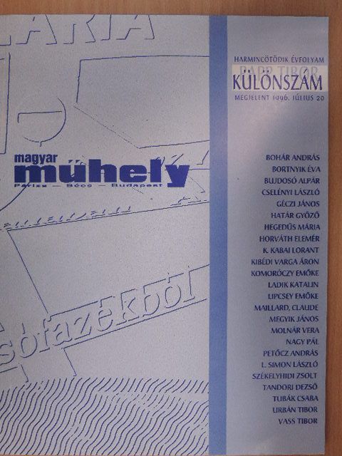 Bohár András - Magyar Műhely 1996. július [antikvár]