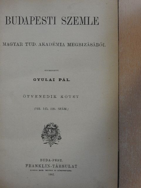 Berkeszi István - Budapesti Szemle 50. kötet 124-126. szám [antikvár]