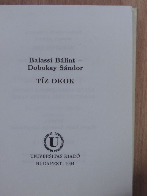 Balassi Bálint - Tíz okok [antikvár]