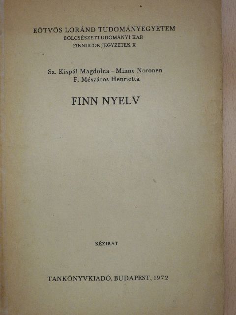 F. Mészáros Henrietta - Finn nyelv [antikvár]