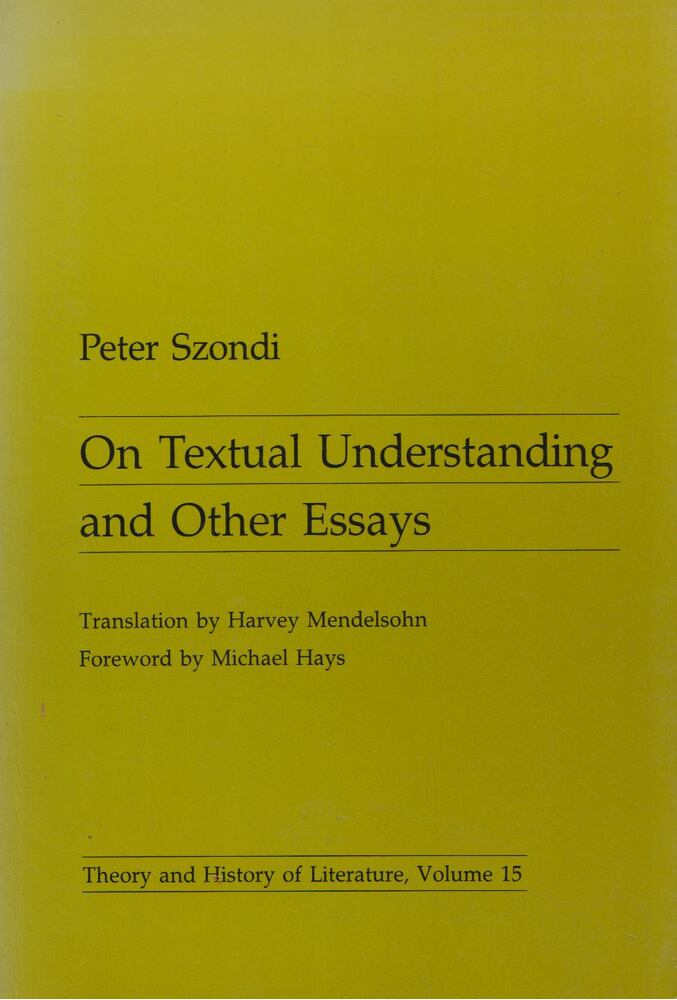 Peter Szondi - On Textual Understanding and Other Essays [antikvár]