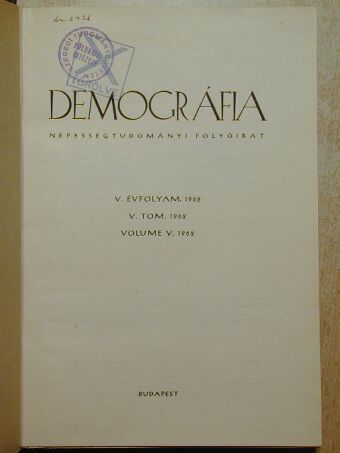 Dr. Acsádi György - Demográfia 1962/1-4. [antikvár]