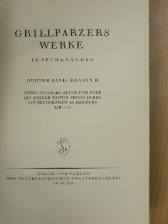 Franz Grillparzer - Grillparzers Werke III. [antikvár]