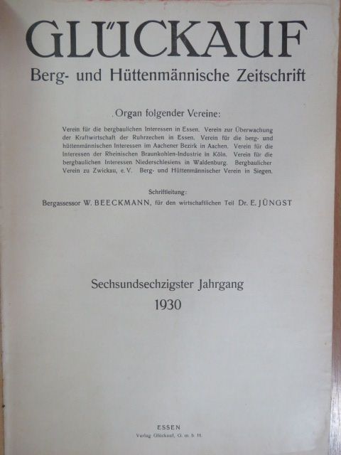 Dr. E. Jüngst - Glückauf Januar-Juni 1930. I. (fél évfolyam) [antikvár]