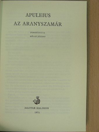 Apuleius - Az aranyszamár [antikvár]