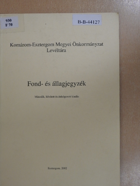 Fond- és állagjegyzék [antikvár]