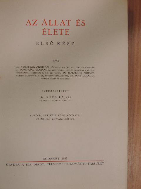 Dr. Hankó Béla - Az állat és élete I. (töredék) [antikvár]