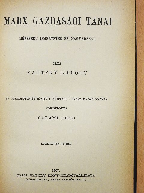 Kautsky Károly - Marx gazdasági tanai [antikvár]