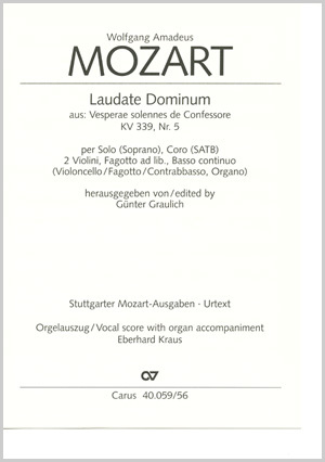 MOZART, W,A, - LAUDATE DOMINUM KV 339, NR.5 ORGELAUSZUG URTEXT (GRAULICH/KRAUS)