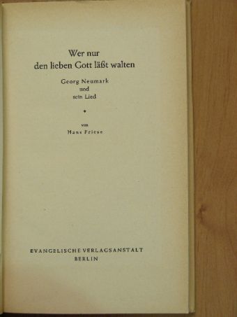 Hans Friese - Wer nur den lieben Gott läßt walten [antikvár]