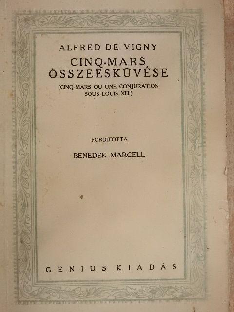 Alfred de Vigny - Cinq-Mars összeesküvése [antikvár]