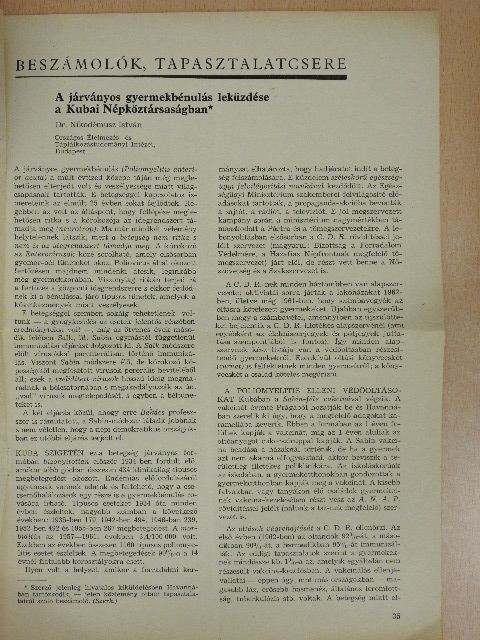 Dr. Nikodemusz István - A járványos gyermekbénulás leküzdése a Kubai Népköztársaságban (dedikált példány) [antikvár]
