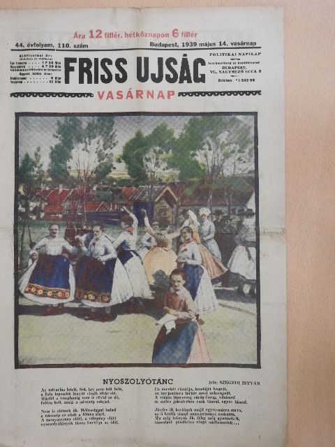 Hamvas József - Friss Ujság Vasárnap 1939. május 14. [antikvár]