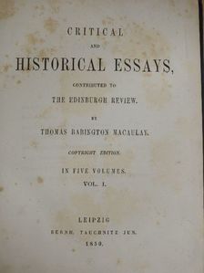 Thomas Babington Macaulay - Critical and Historical Essays I. [antikvár]