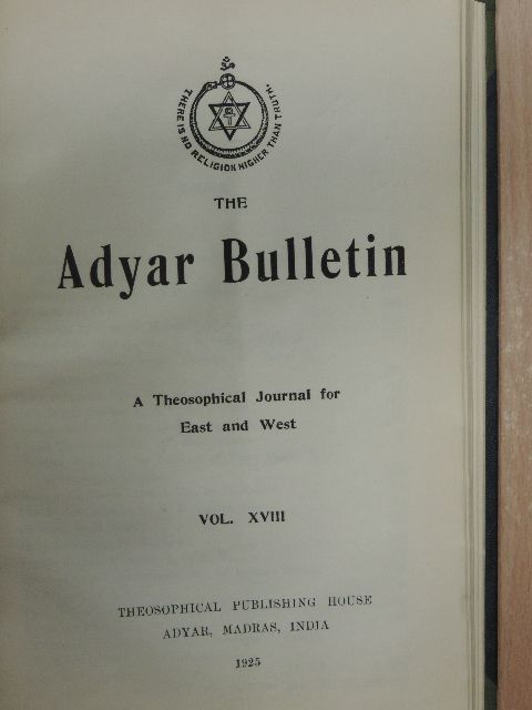George S. Arundale - The Adyar Bulletin 1925. january-december [antikvár]