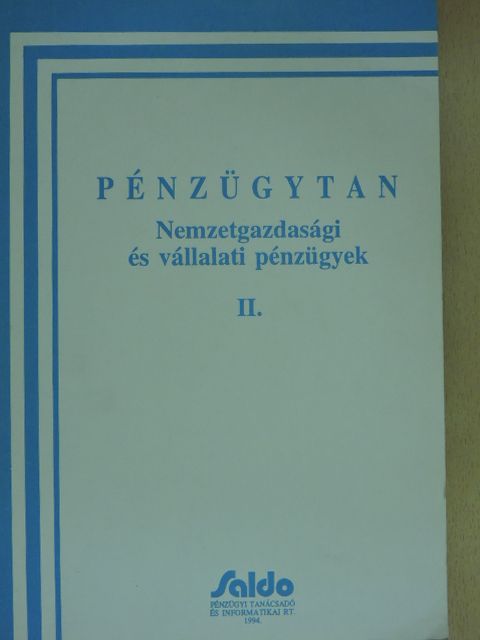 Balogh László - Pénzügytan II. [antikvár]