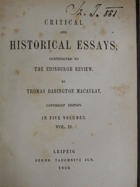 Thomas Babington Macaulay - Critical and Historical Essays II. [antikvár]