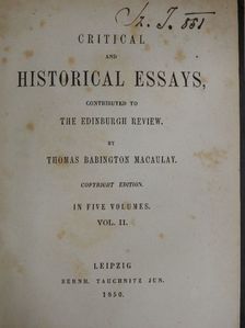 Thomas Babington Macaulay - Critical and Historical Essays II. [antikvár]