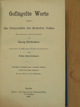 Georg Büchmann - Geflügelte Worte [antikvár]