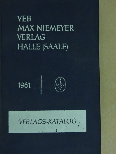 Veb Max Niemeyer Verlag Halle (Saale) 1961 [antikvár]