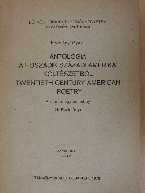 Gertrude Stein - Antológia a huszadik századi amerikai költészetből [antikvár]