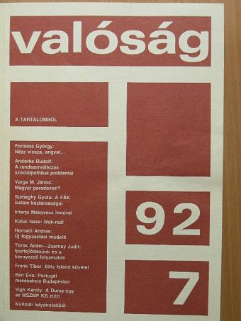 Andorka Rudolf - Valóság 1992. július [antikvár]