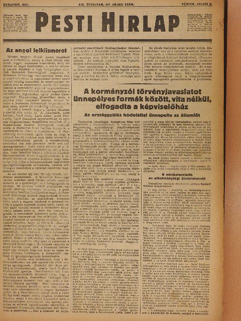 Harsányi Zsolt - Pesti Hirlap 1937. (nem teljes évfolyam) (rossz állapotú) [antikvár]
