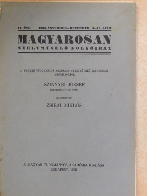 Bakó Elemér - Magyarosan 1935. november-december [antikvár]