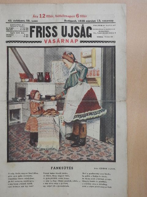 Czobor János - Friss Ujság Vasárnap 1938. március 13. [antikvár]