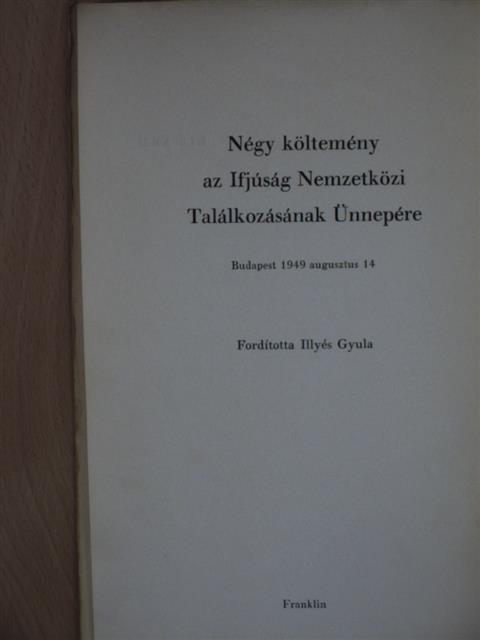 Eluard - Négy költemény az Ifjúság Nemzetközi Találkozásának Ünnepére [antikvár]